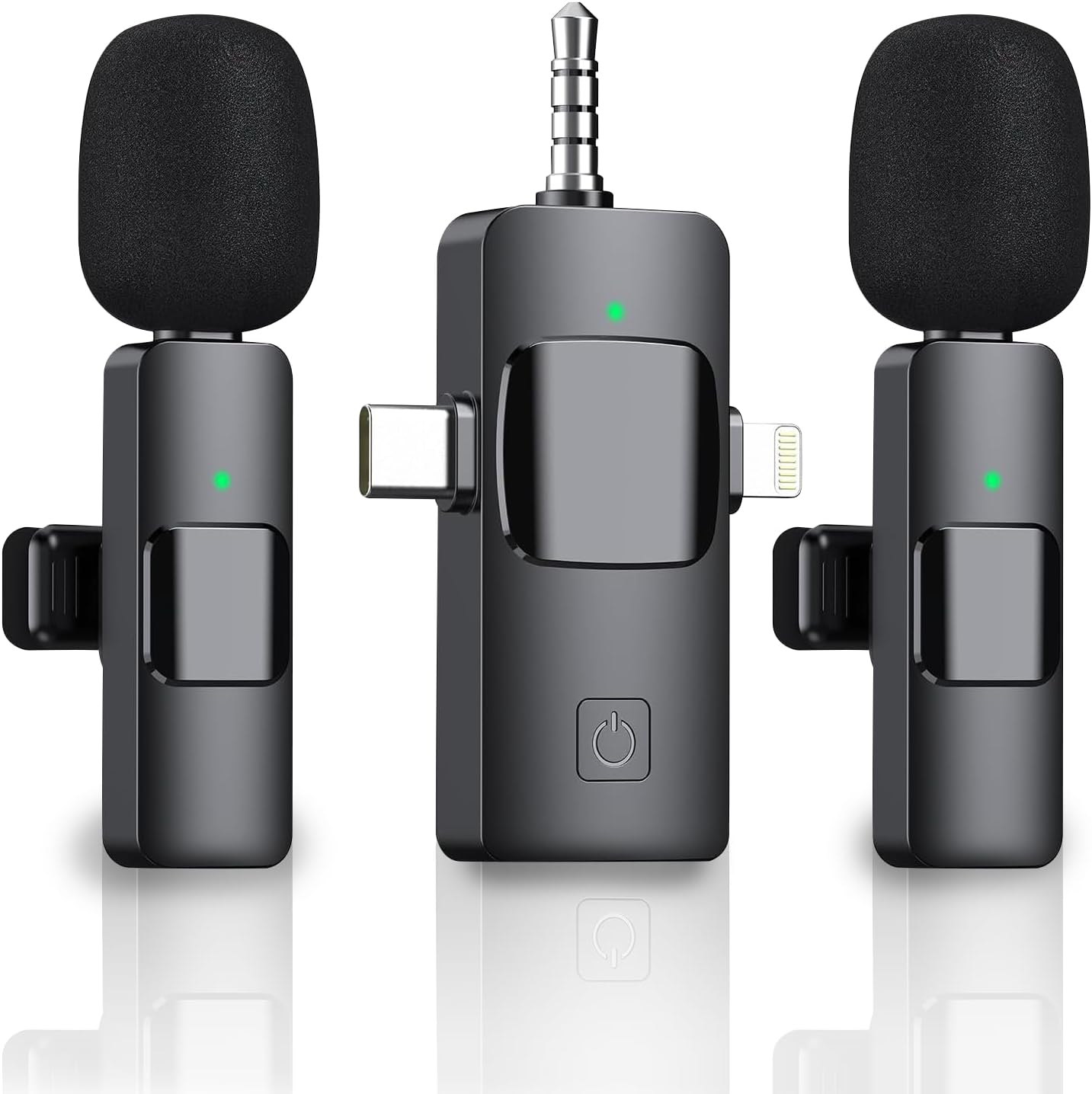 K15 3 in 1 Wireless Lavalier Microphone for Iphone-Android-Tablet